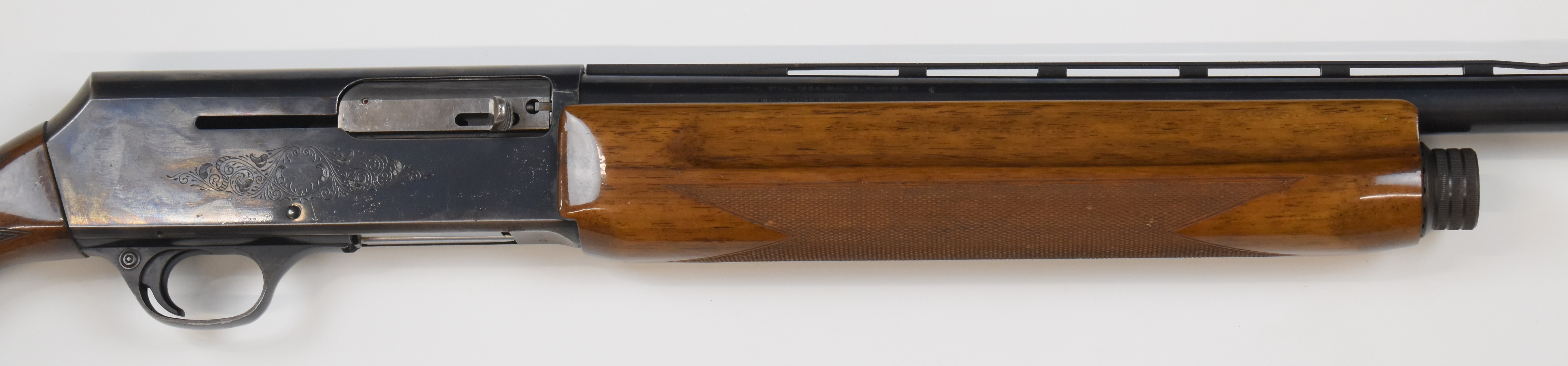 Browning 2000 12 bore 3-shot semi-automatic shotgun with named and engraved lock, chequered semi- - Image 4 of 11