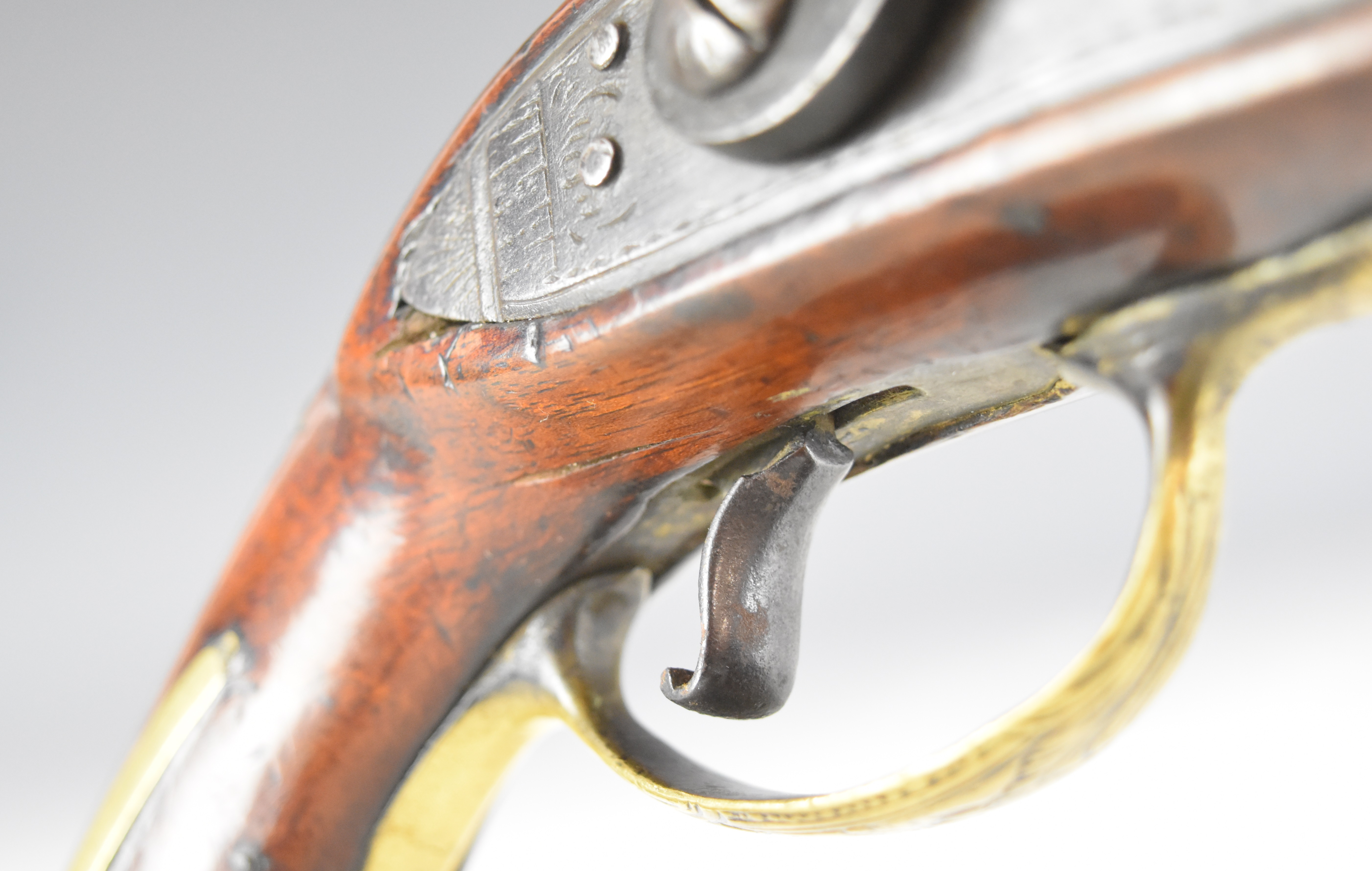 Griffiths percussion converted from flintlock hammer action pistol with named and engraved lock, - Image 10 of 13