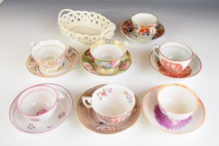 18th / 19thC tea ware including Barr, Worcester, Coalport, Yates interior decorated cup and