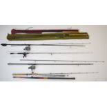 Coarse pike and carp fishing rods and reels including Fox Duo-Lite specialist 12', Drennan mini carp
