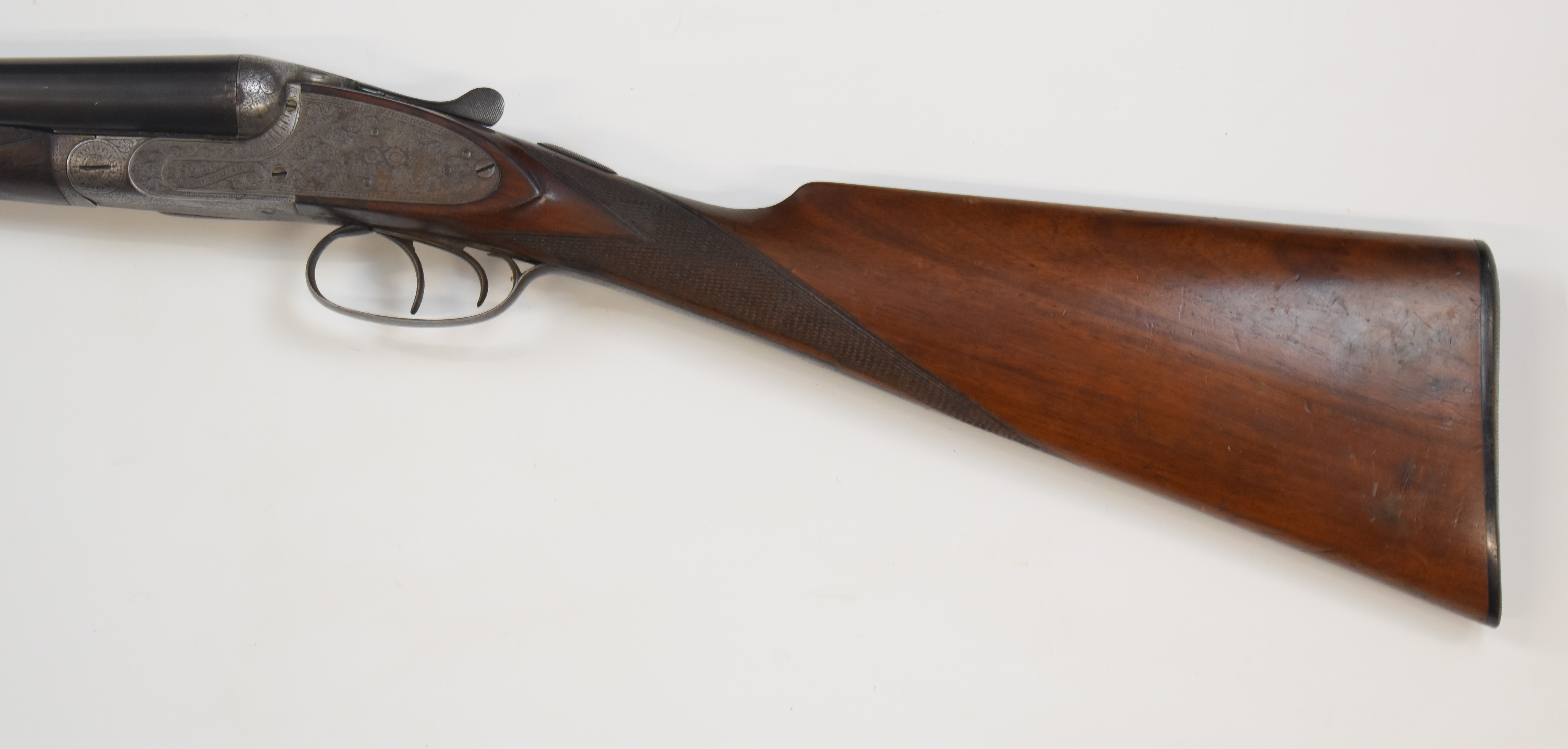 W H Monk of Chester 12 bore assisted-opening sidelock side by side shotgun with all over scrolling - Bild 9 aus 11