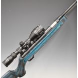 Weihrauch HW97K .22 underlever air rifle with blue laminated show wood stock, semi-pistol grip,