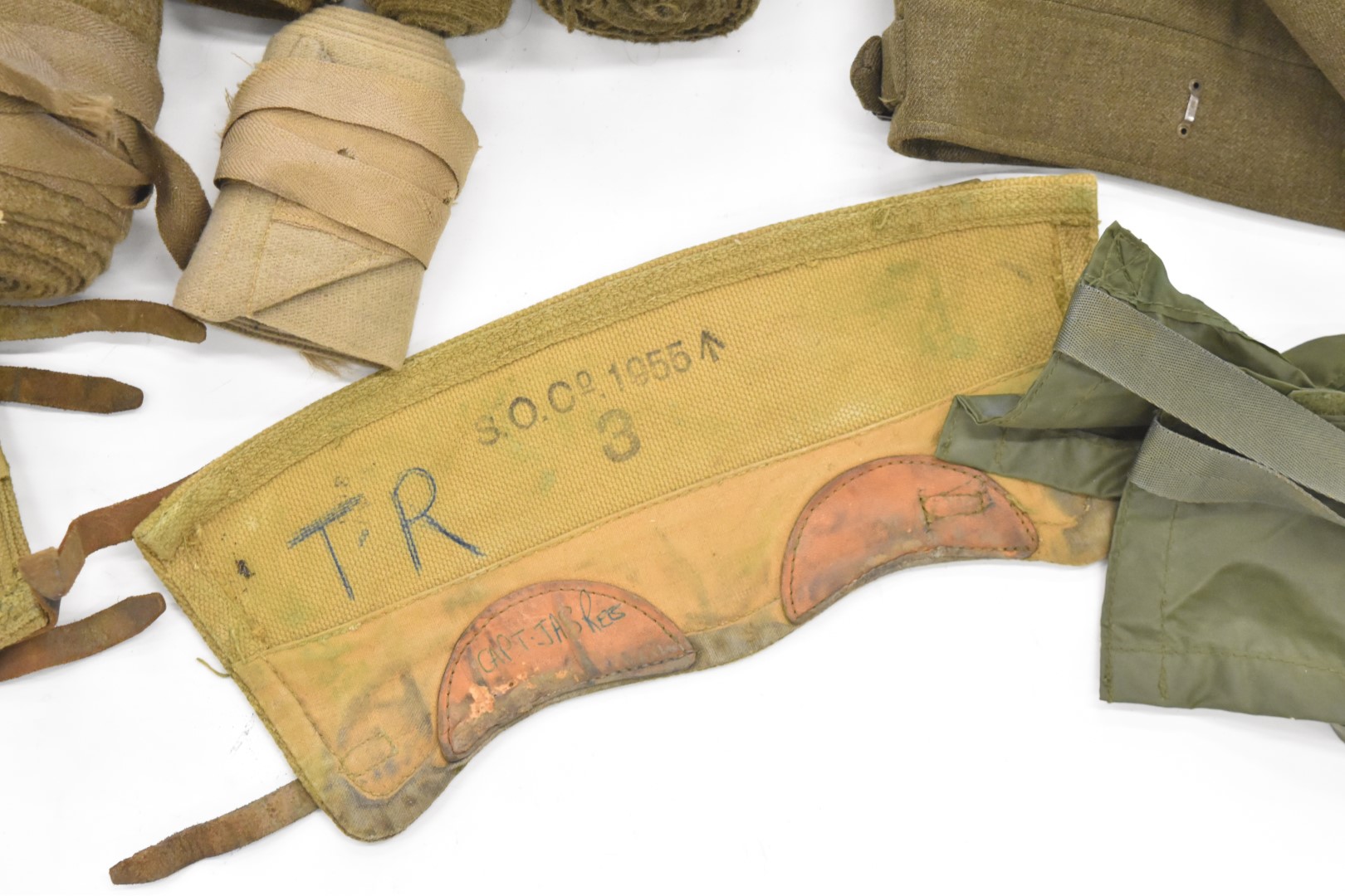 Military equipment including French respirator / gas mask in tin, Sam Browne belt, battle dress - Image 2 of 7