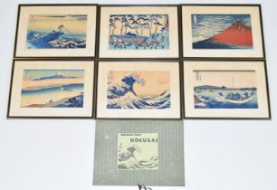 Katsushika Hokusai (1760-1849) set of six framed and glazed coloured wood-block prints, Red Fuji,
