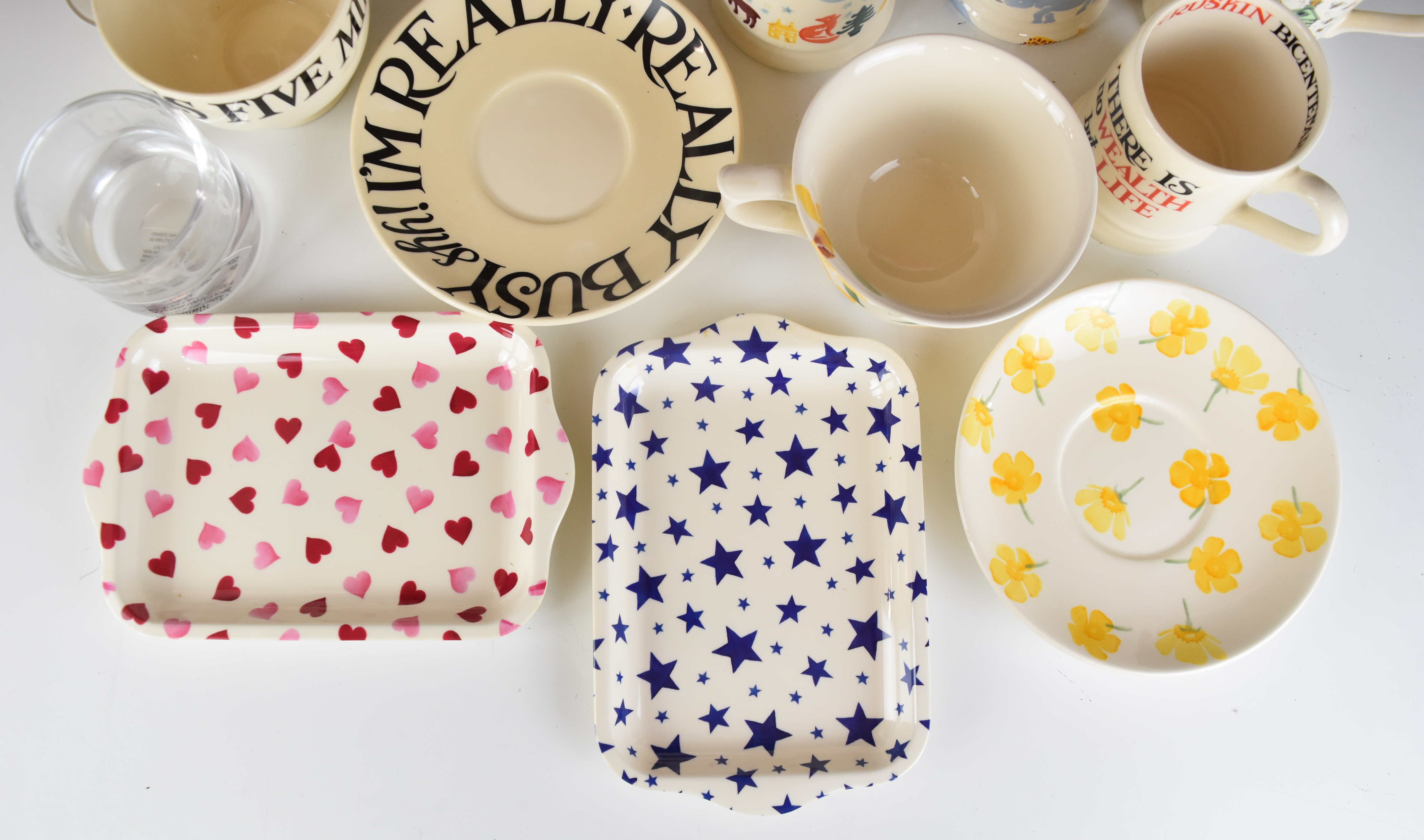 Emma Bridgewater ceramics including a tazza with pansy decoration, mugs, cups and saucers, glasses - Image 11 of 18