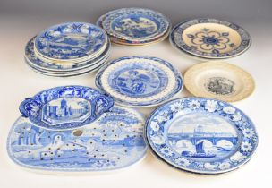 Collection of 19thC mainly blue and white transfer ware by Spode, Rogers, Davenport, Godwin,