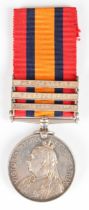 Queen's South Africa Medal with clasps for Relief of Kimberley, Paardeberg and Driefontein named