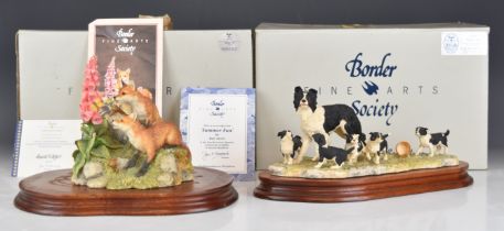 Border Fine Arts two Society models 'Summer Fun' and 'Wait For Me' sheepdog figural group, both by
