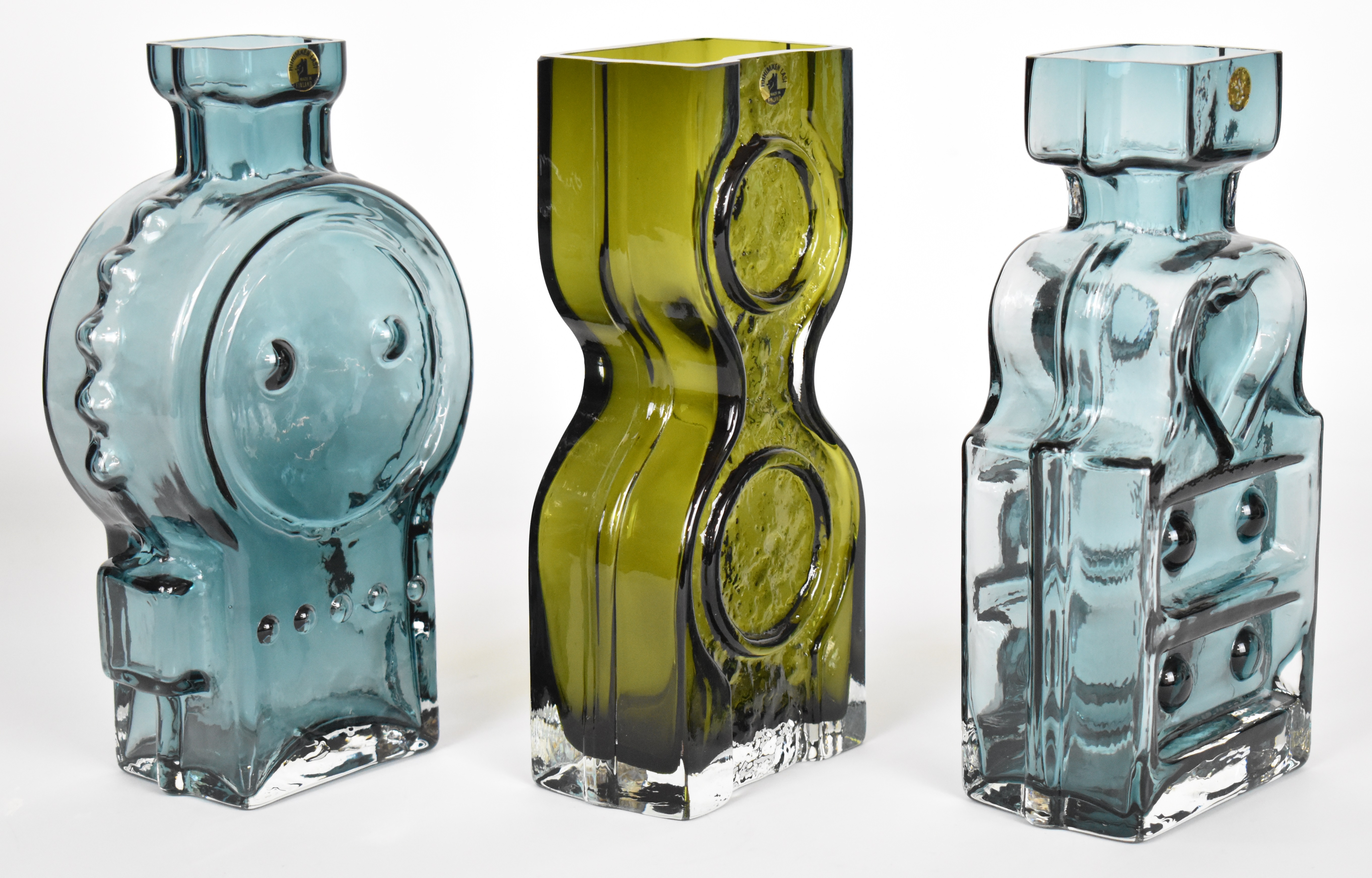 Three Helena Tynell for Riihimaen Lasi Riihimaki glass vases comprising Piironki Chest of Drawers, - Image 2 of 8