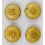 German WW2 Nazi Third Reich set of four plastic / similar buttons with Nazi emblem