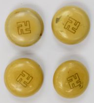 German WW2 Nazi Third Reich set of four plastic / similar buttons with Nazi emblem