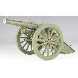 Breech loading desk cannon or field gun with 7 inch graduated barrel, overall length 28.5cm.
