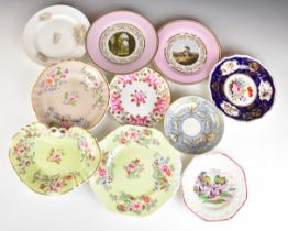 19thC cabinet plates and dishes including Copeland and Garrett, Yates, Flight Barr and Barr plates