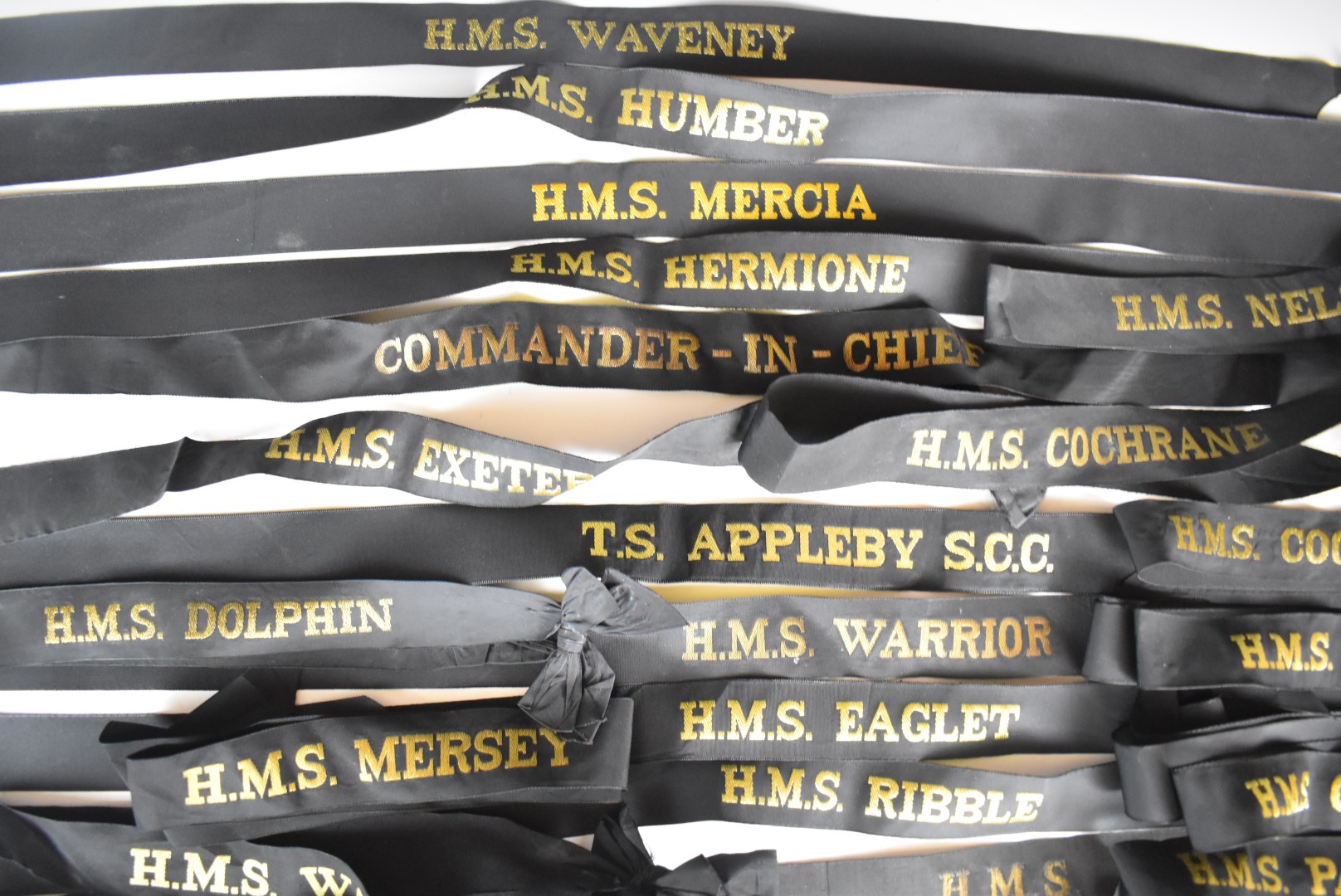 Approximately thirty Royal Navy cap tallies including HMS Raleigh, HMS Eagle, HMS Cardiff, HMS - Image 5 of 5