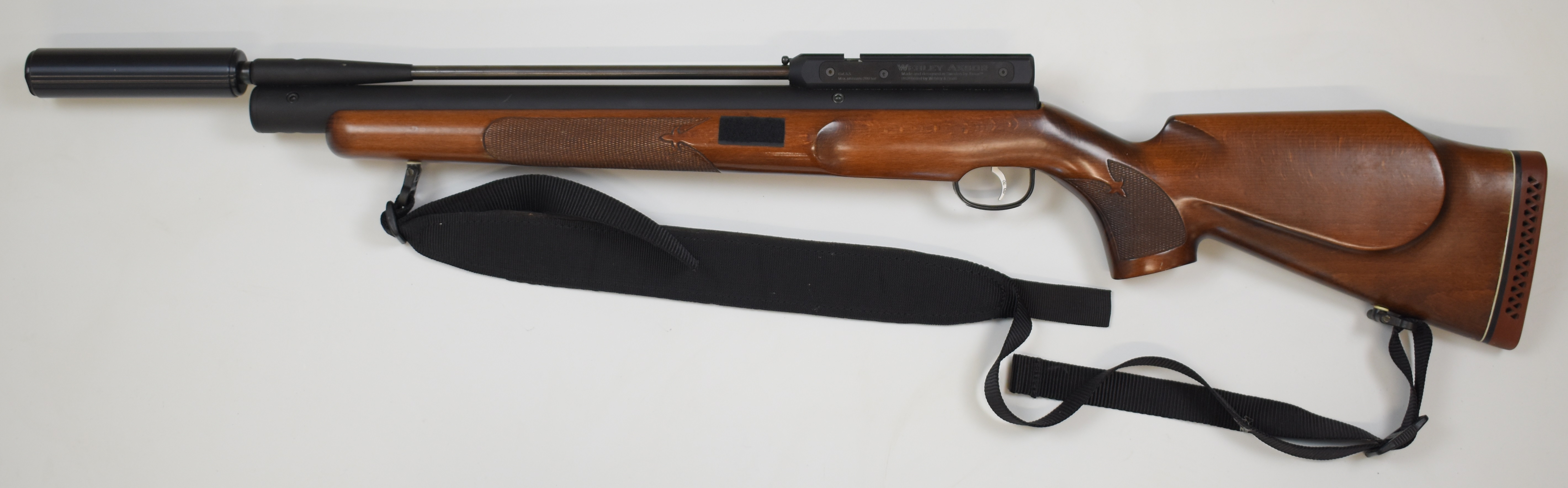 Webley Axsor .22 PCP air rifle with chequered semi-pistol grip and forend, raised cheek piece, - Image 6 of 10