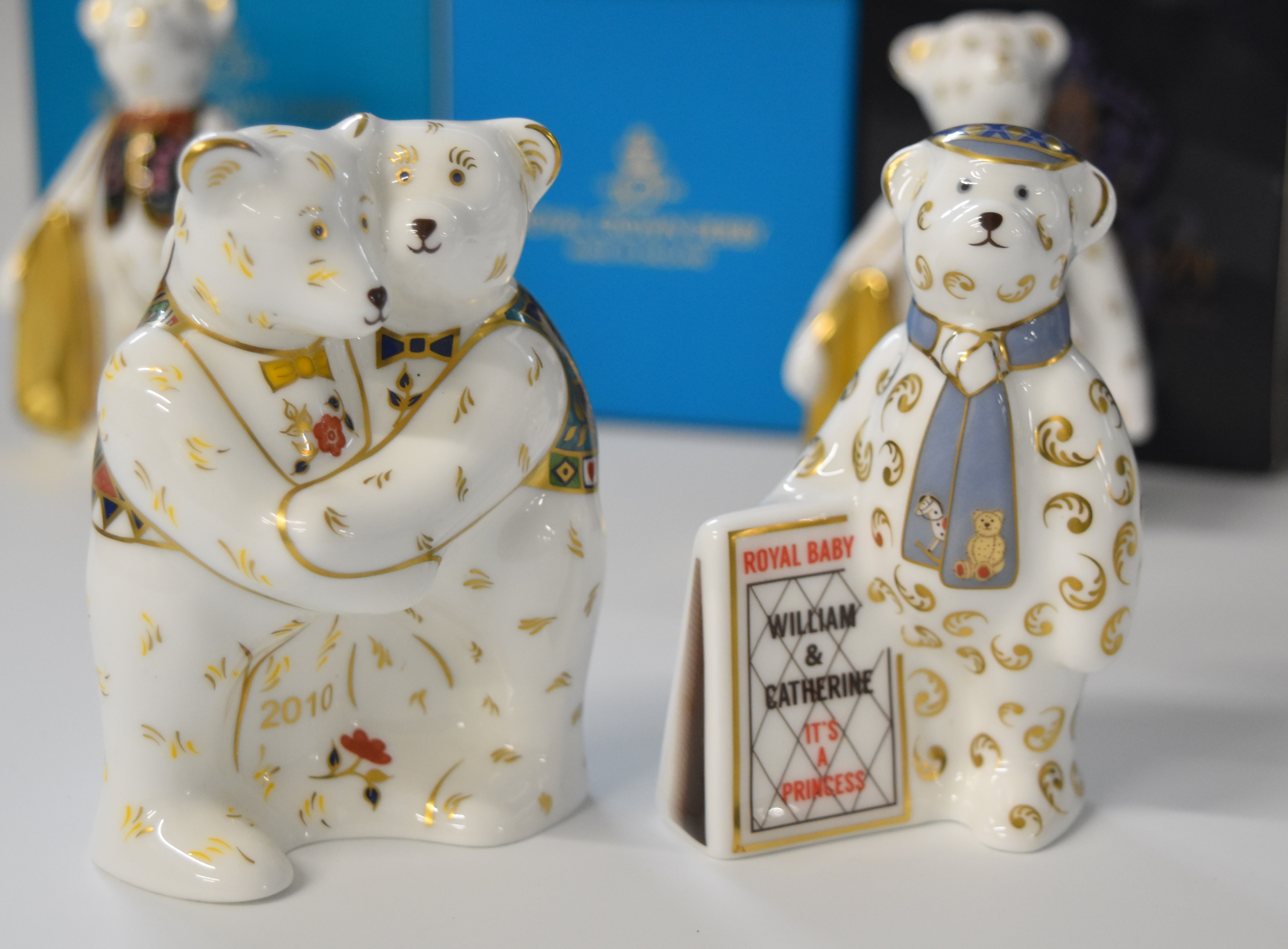 Five Royal Crown Derby paperweights comprising limited edition Diamond Jubilee Teddy Bear, Dave - Image 2 of 10