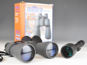 A pair of Milbro Clearview 10-30x60 zoom binoculars with carry case, in original box and a 3-9x50 AO