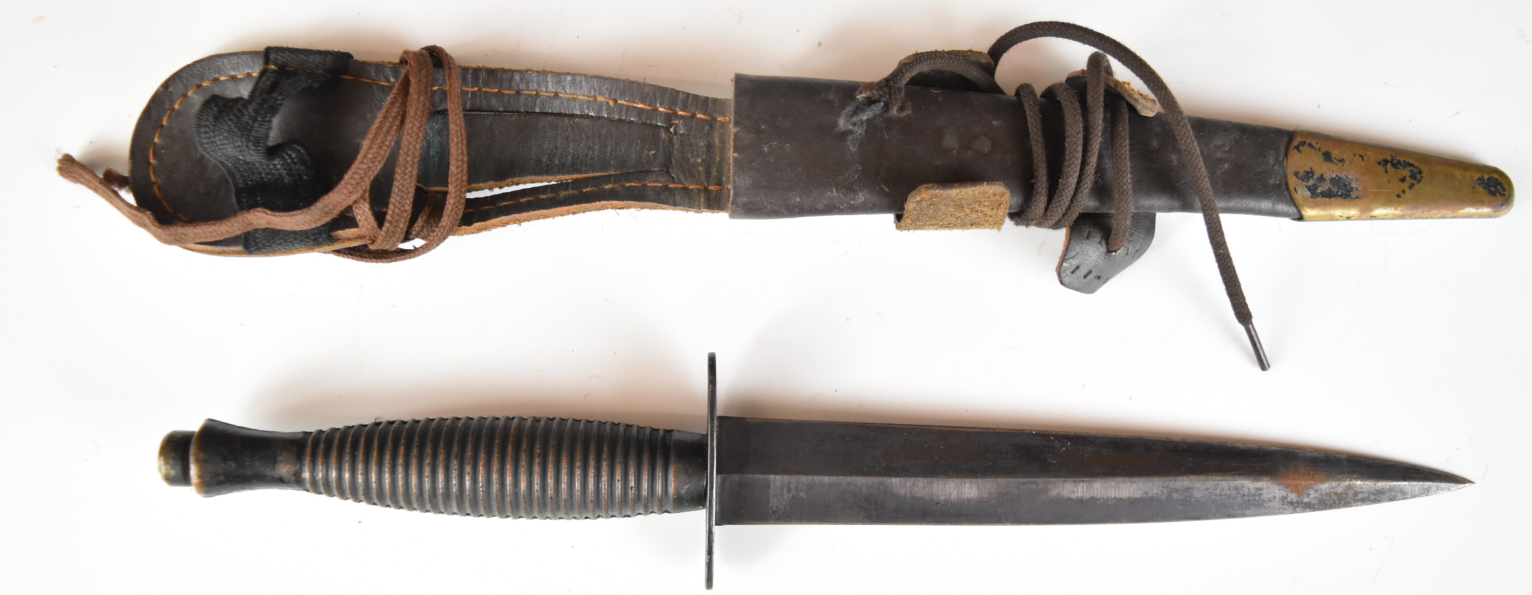 Fairbairn Sykes pattern fighting knife stamped William Rogers to crosspiece, with 17.5cm double