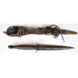 Fairbairn Sykes pattern fighting knife stamped William Rogers to crosspiece, with 17.5cm double