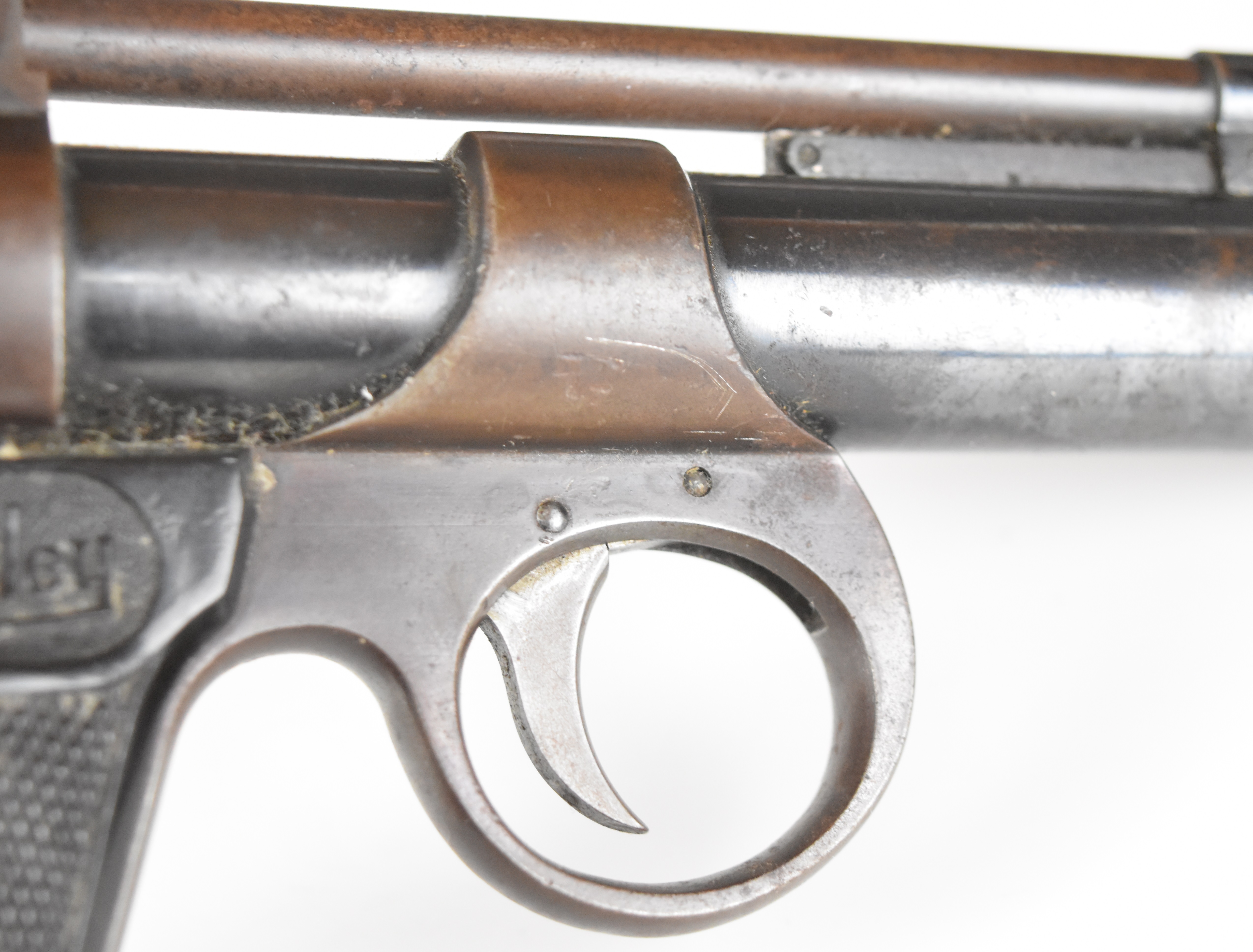 Webley Junior .177 air pistol with named and chequered composite grips and adjustable sights, serial - Image 11 of 12