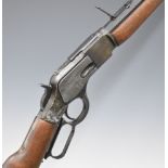 Japanese Winchester style Model 73 Custom replica underlever-action rifle with wooden stock and