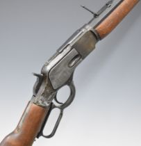 Japanese Winchester style Model 73 Custom replica underlever-action rifle with wooden stock and