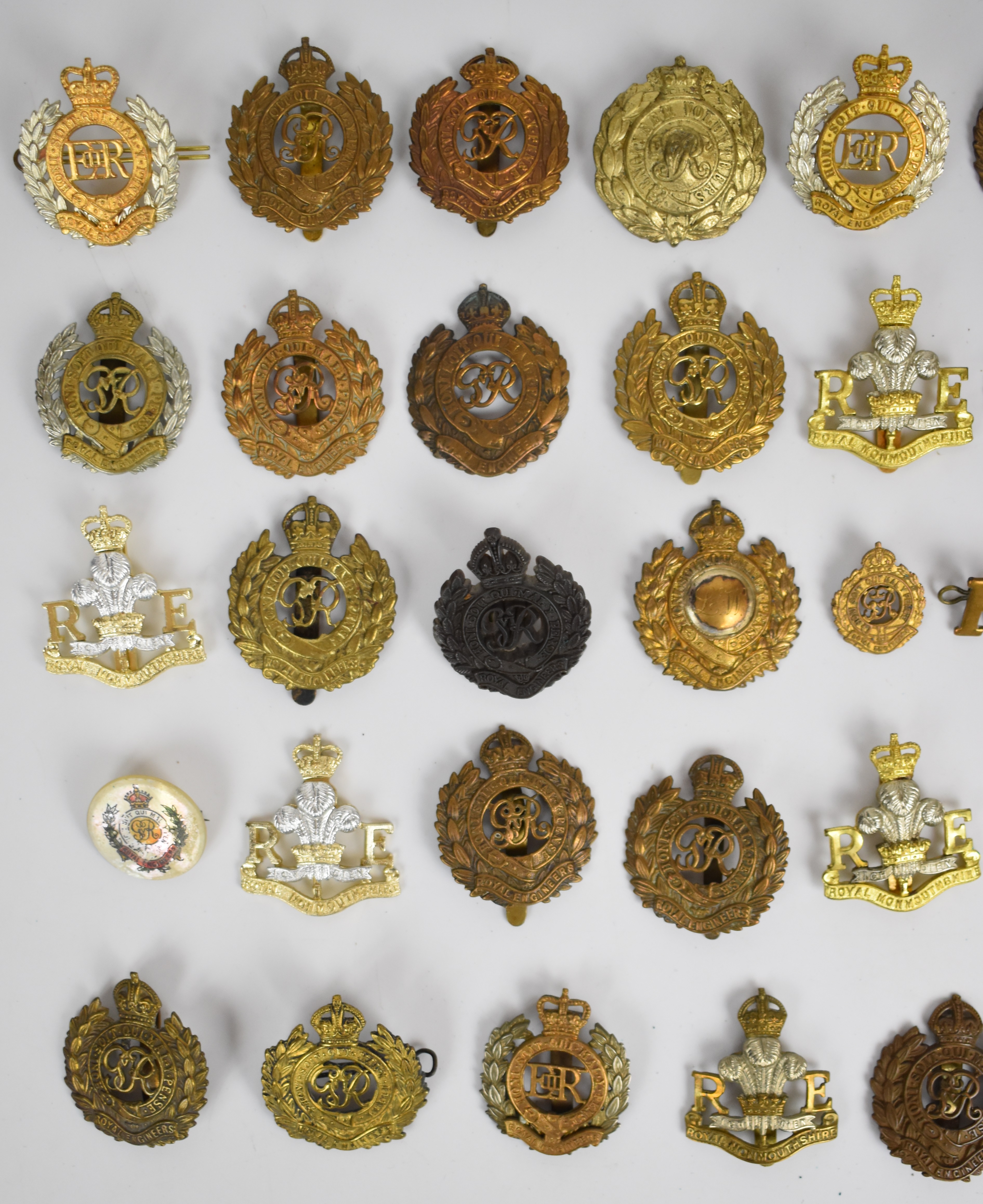 Collection of approximately 40 Royal Engineers cap badges including officer's silvered and gilt, - Image 2 of 3