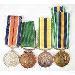 Four South African medals comprising General Service, Good Service and two De Wet examples