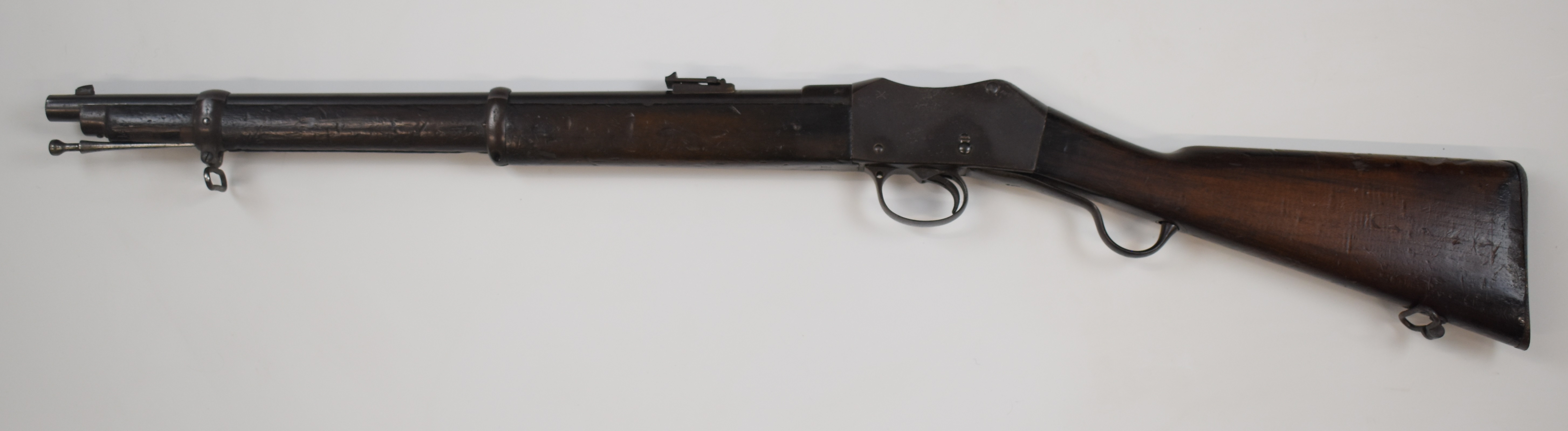 Enfield Martini-Henry Mark II .577/450 2-band carbine rifle with lock stamped 'VR Enfield 1876 - Image 6 of 10