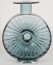 Helena Tynell for Riihimaen Lasi Riihimaki Aurinkopullo Sun Bottle glass vase in indigo blue, 22.5cm