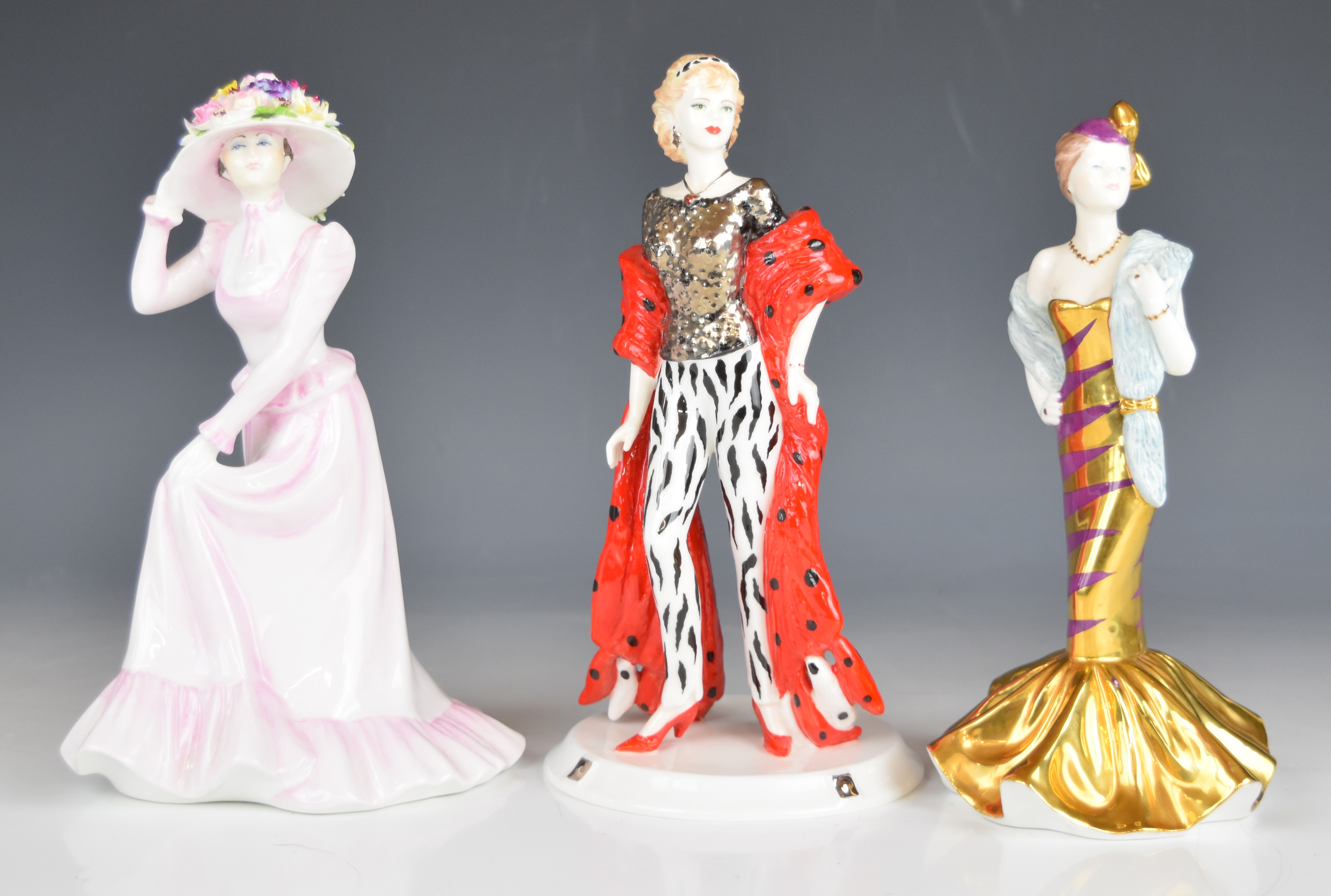 Three Coalport limited edition figurines comprising Foxy Lady, Fun Night Out and The Ascot Lady, - Image 7 of 12