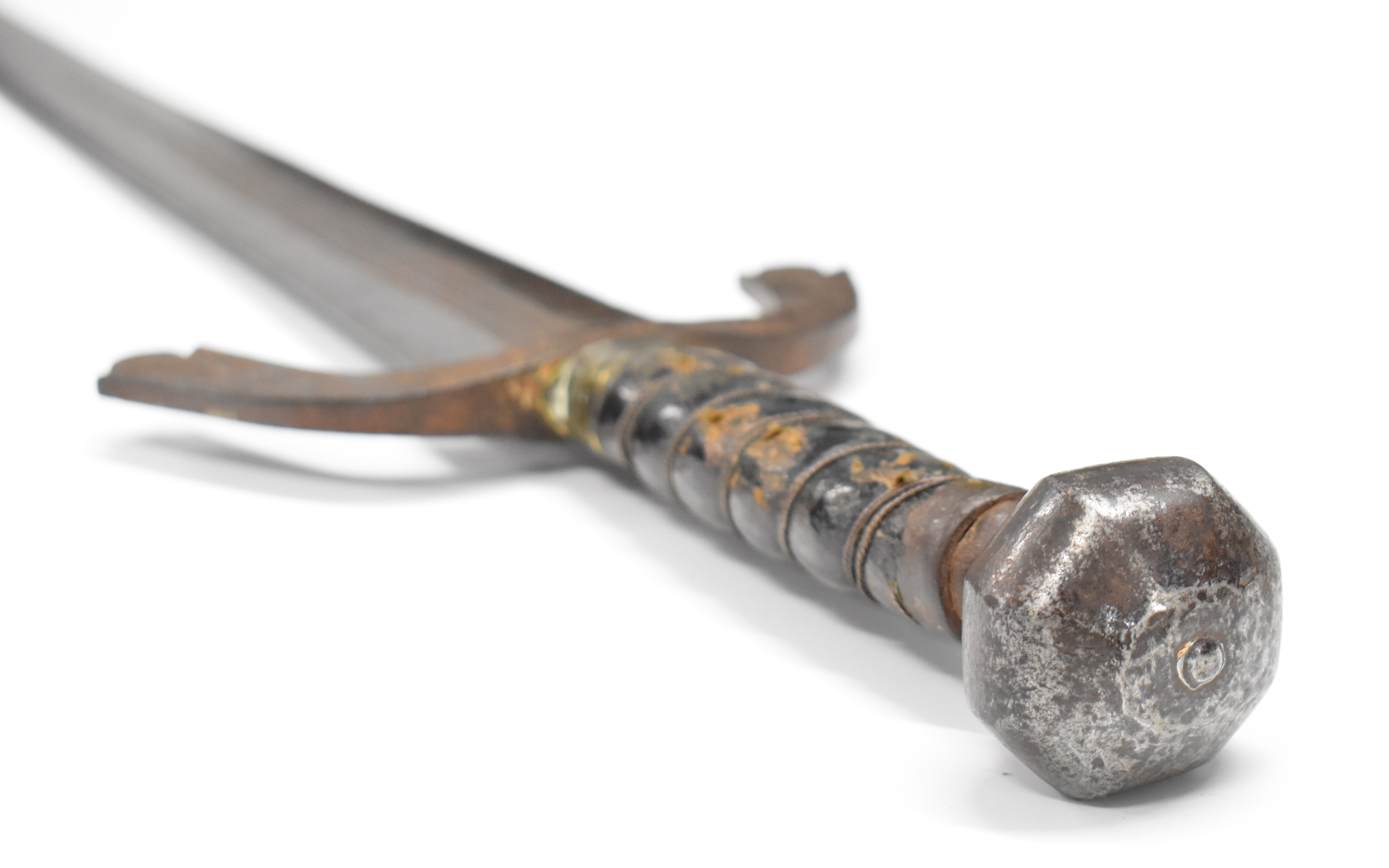 Executioner's sword with leather covered grip, downswept cross guard stamped IL10:1 and K2.3, 85cm - Image 5 of 11