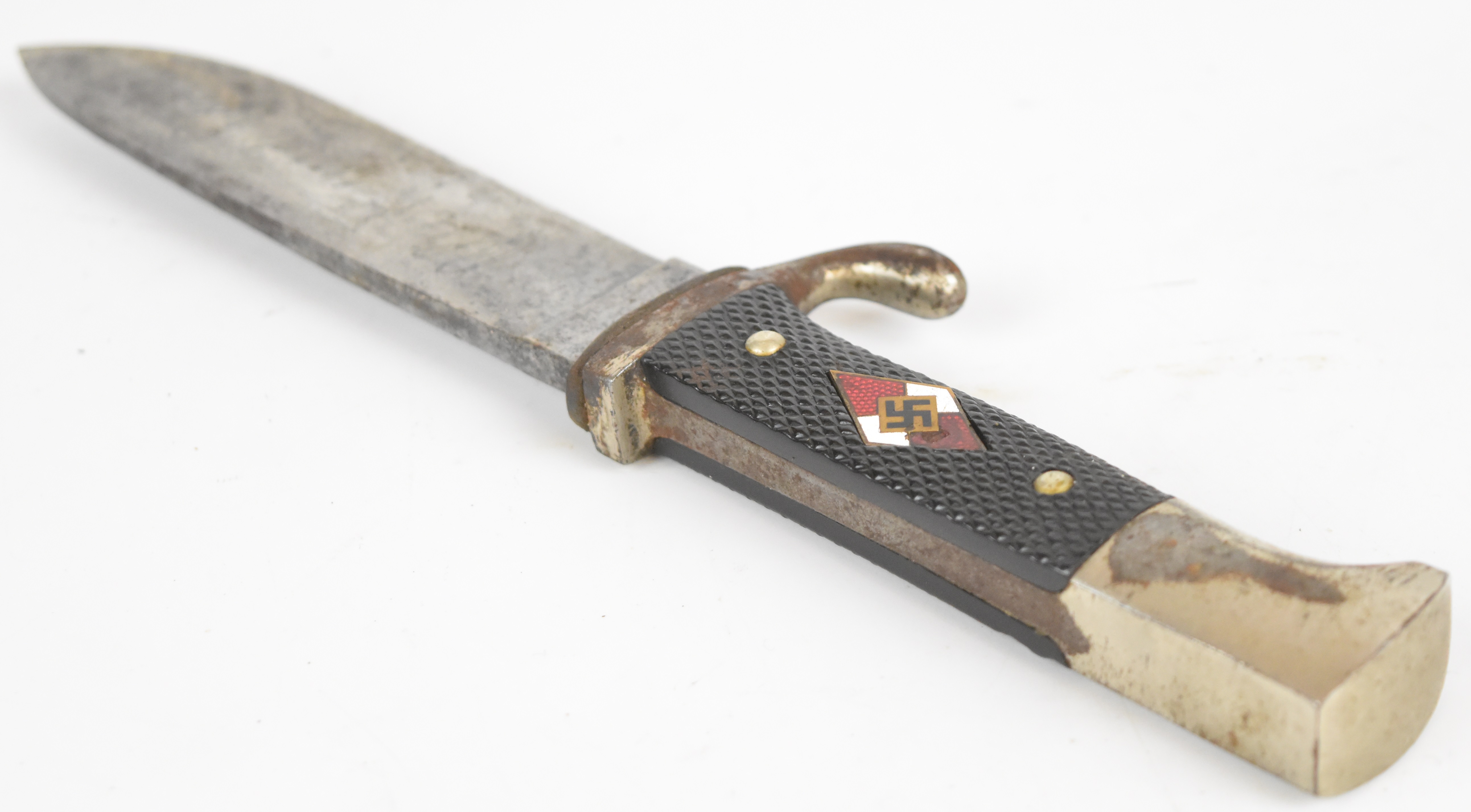 German Nazi Third Reich Hitler Youth dagger with RZM and M7/60 to ricasso, 11.5cm blade, scabbard - Image 3 of 7