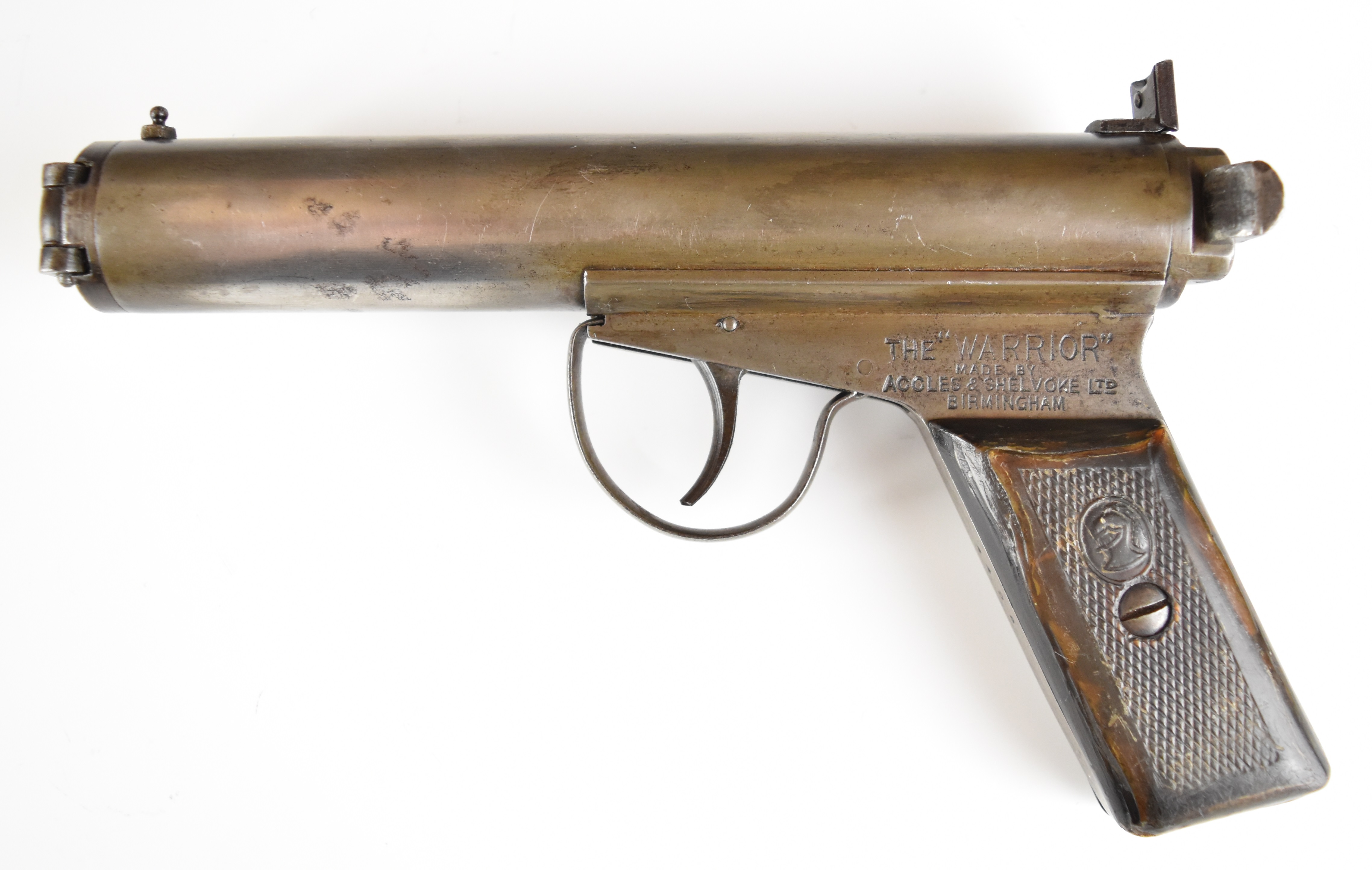 Accles & Shelvoke Ltd F Clarke patent The Warrior .177 side lever air pistol with logo and - Image 2 of 12