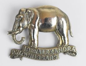 British Army 19th Hussars double scroll elephant design cap badge