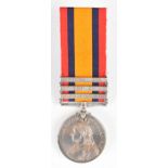 Queen's South Africa Medal with clasps for Defence of Ladysmith, Transvaal and Laings Nek, named