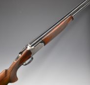 Lanber 12 bore over and under ejector shotgun with engraved locks, trigger guard, underside and