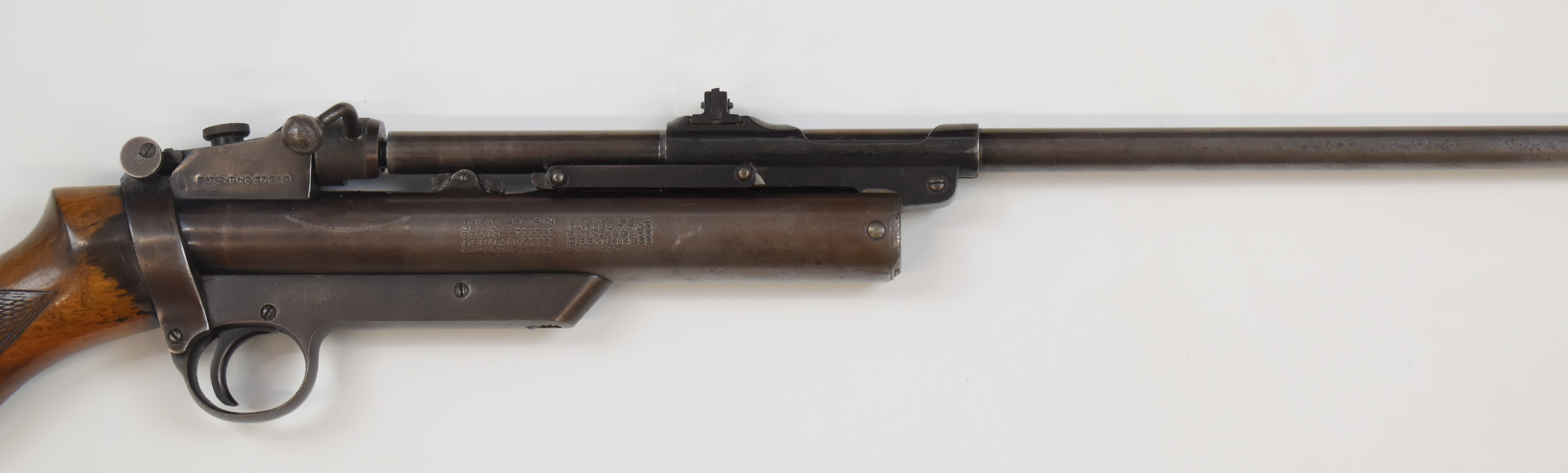 Webley Service Mark II .22 air rifle with interchangeable barrel, adjustable pop-up peep hole target - Image 4 of 10