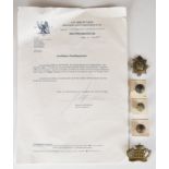 Three Waterloo campaign musket balls with hand written notes from Ligny, with letter of