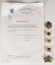 Three Waterloo campaign musket balls with hand written notes from Ligny, with letter of