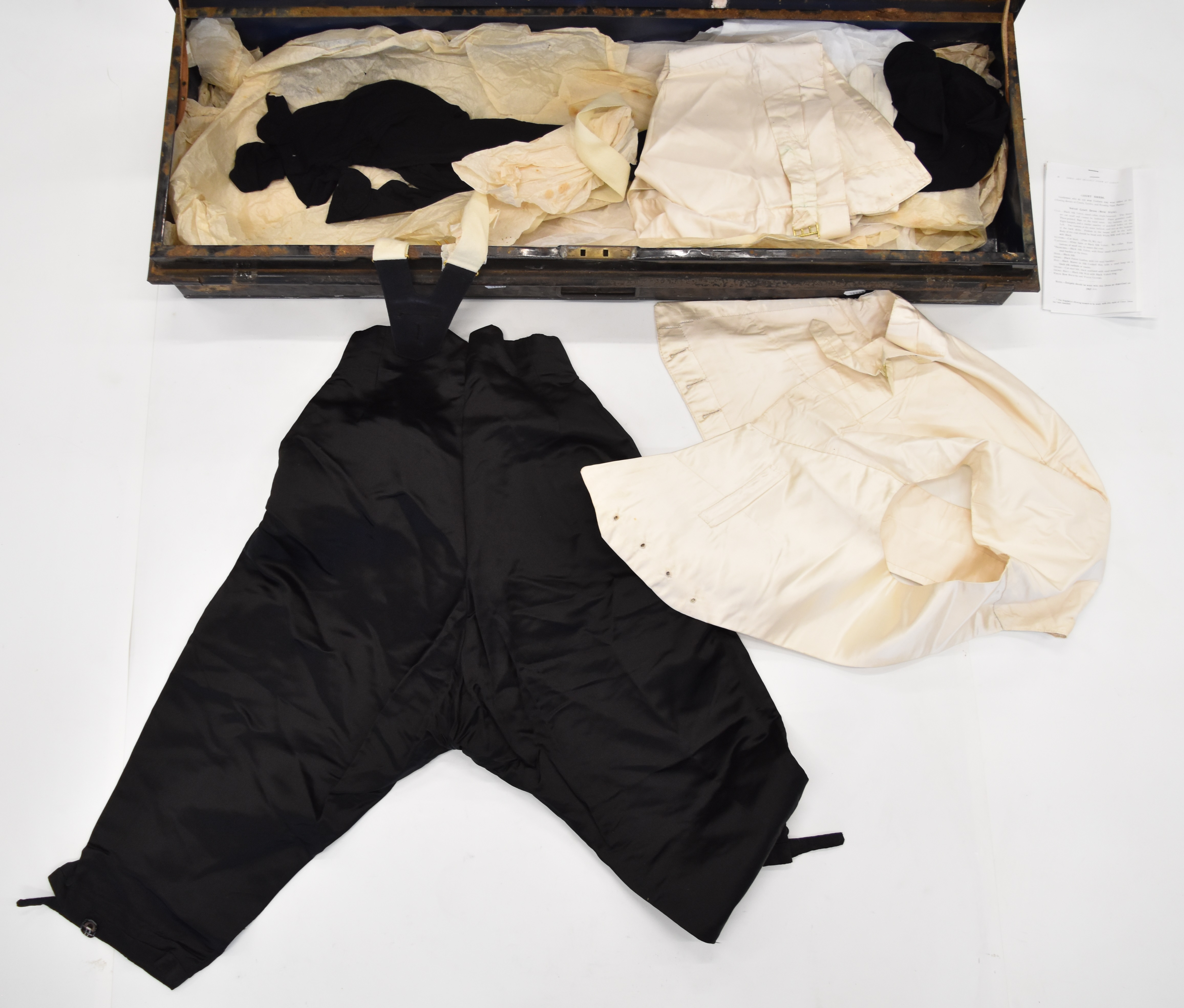 Early 20thC High Sheriff's uniform comprising black velvet coat, velvet breeches and waistcoat, - Image 9 of 20