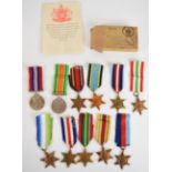 Eight WW2 medals comprising France & Germany Star, Africa Star, Arctic Star (copy), Air Crew Star (