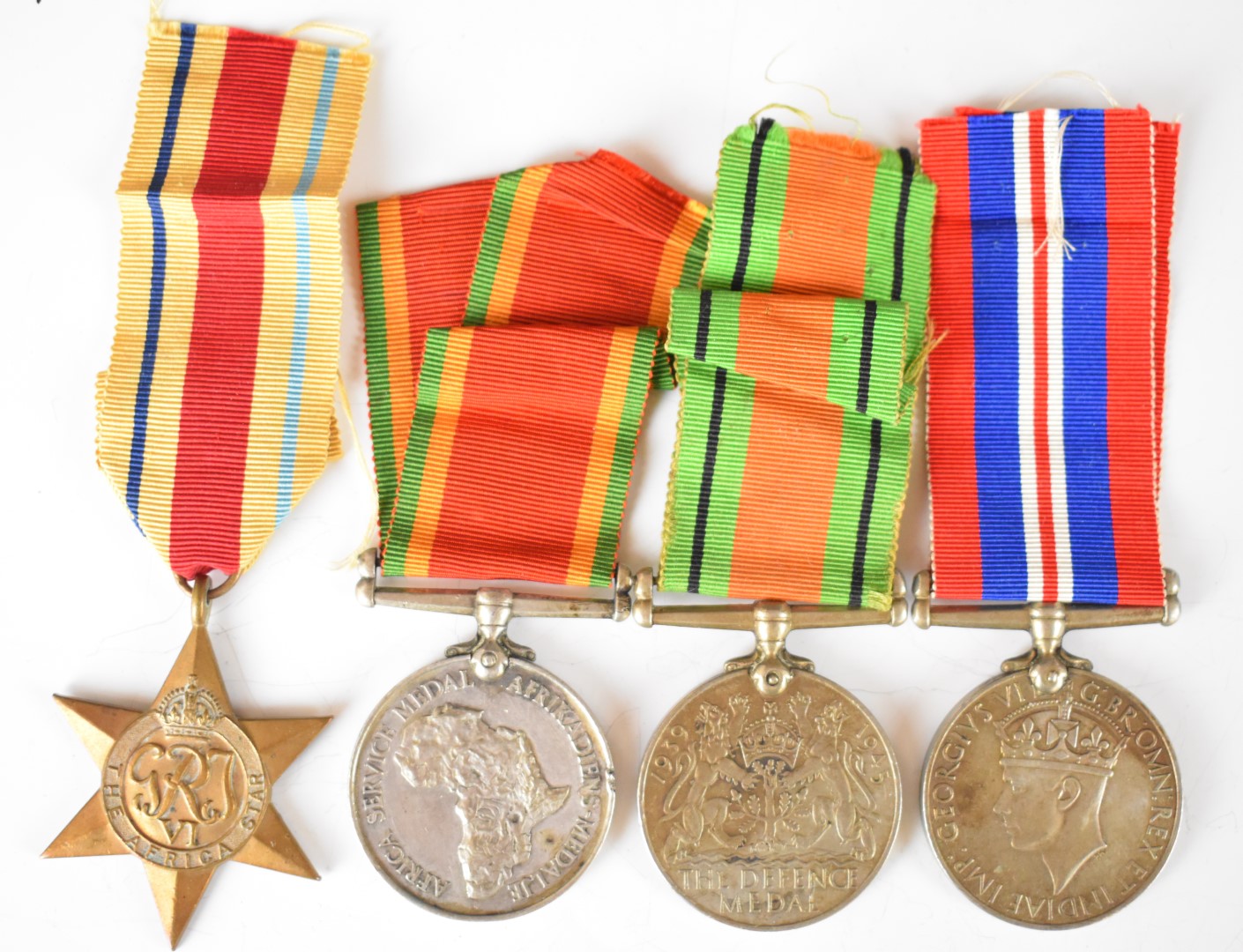 South Africa WW2 group of four medals comprising Africa Star, Defence Medal, War Medal and Africa