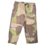 British WW2 SAS windproof camouflage trousers with single front pocket, cloth ties, external label