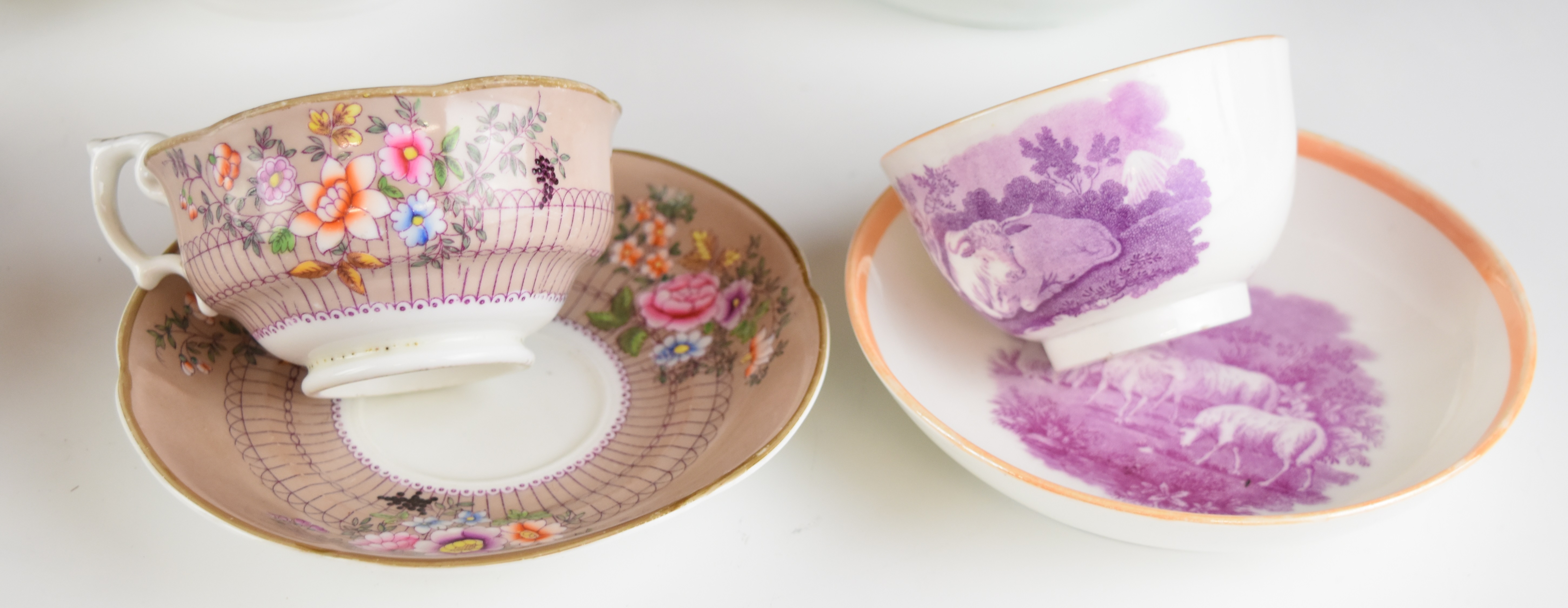 18th / 19thC tea ware including Barr, Worcester, Coalport, Yates interior decorated cup and - Image 9 of 14