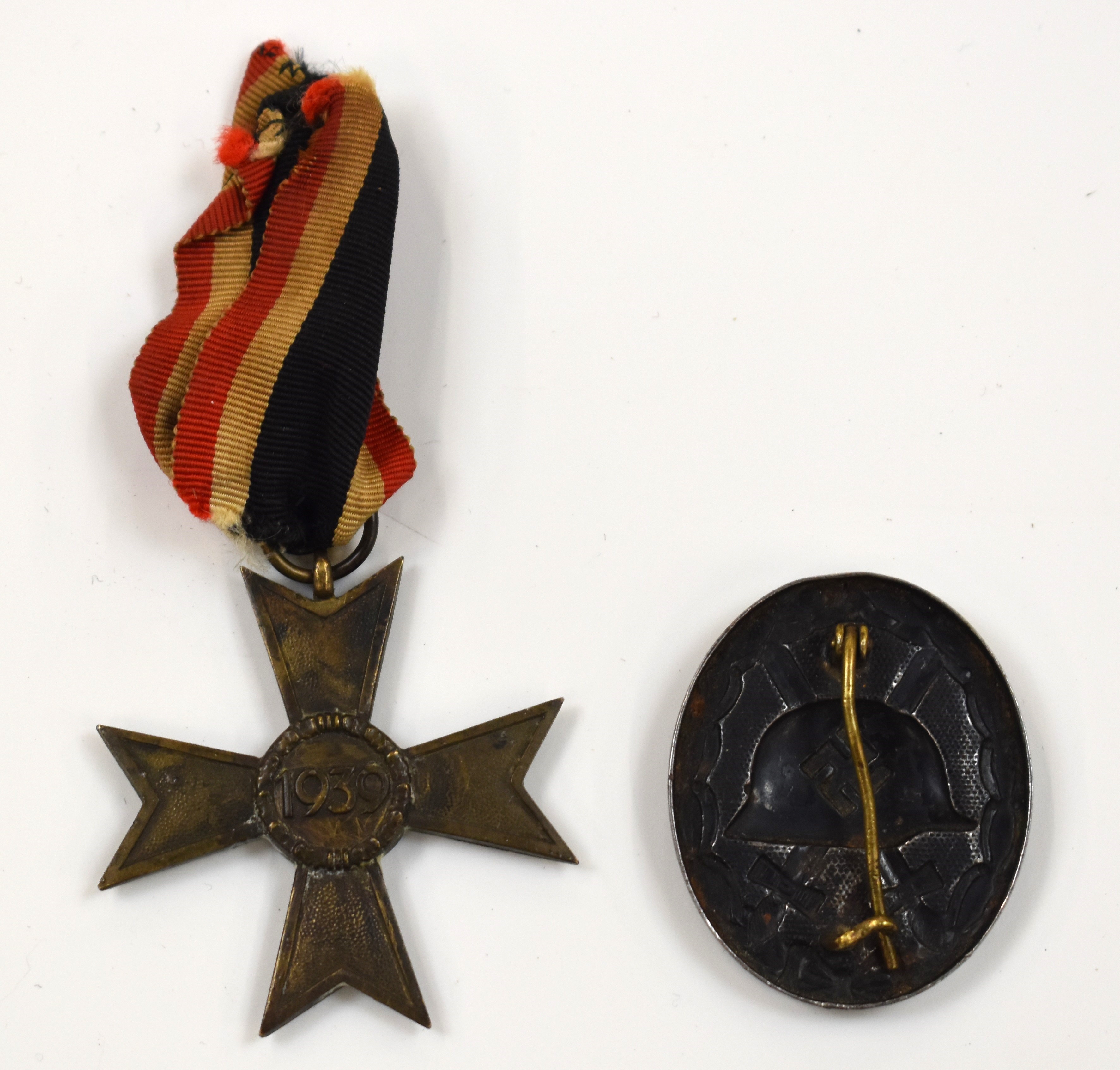 German WW2 Nazi Third Reich War Merit Cross and Wound Badge - Image 2 of 2