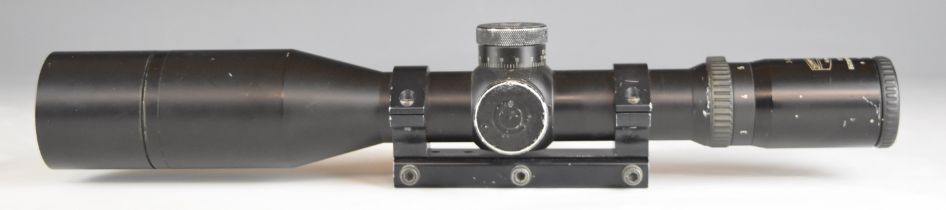 Schmidt & Bender PMII 3-12x50 telescopic rife scope with P4FL hunting recticle, mounted on scope