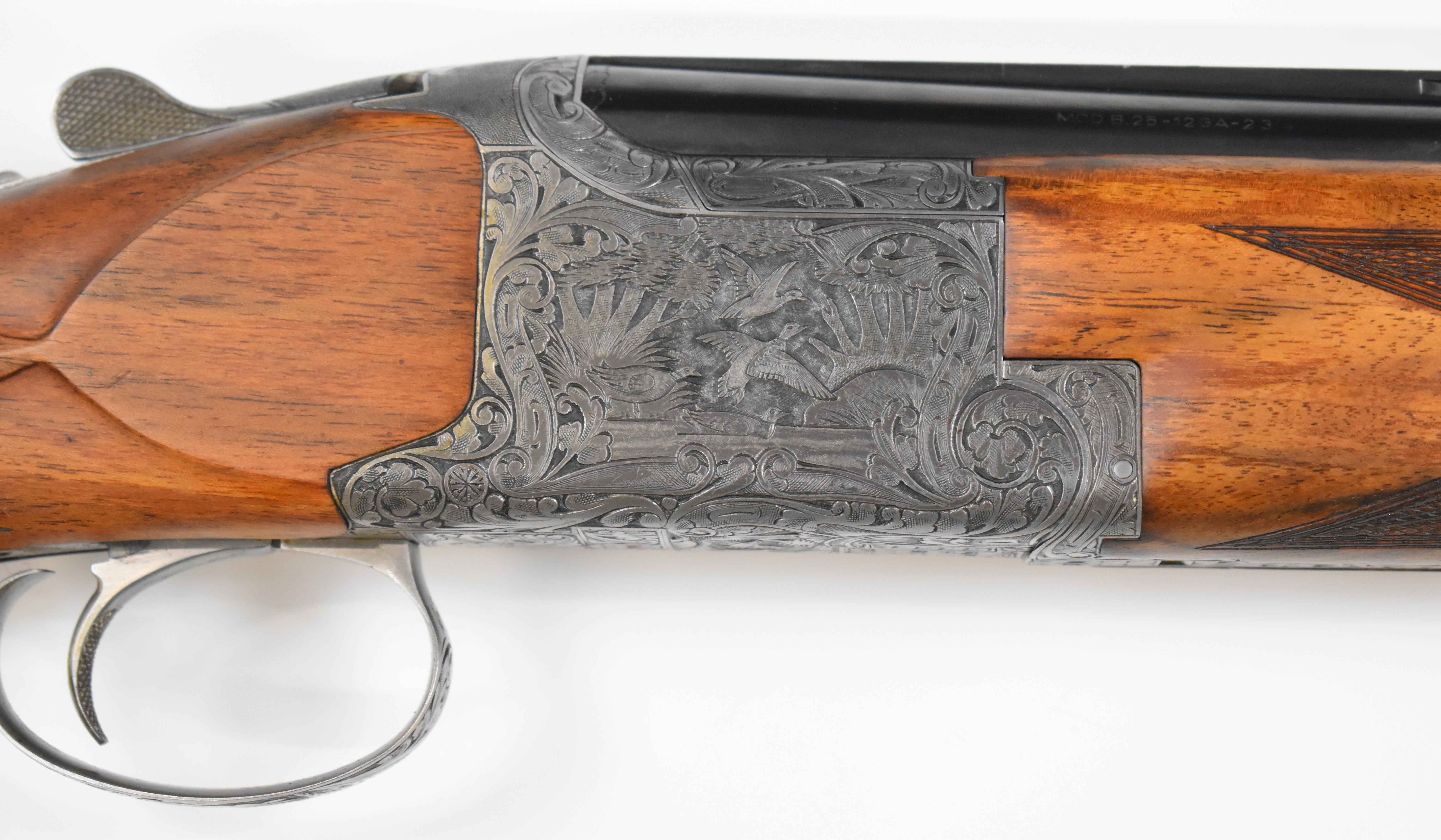 Browning B25 Diana 12 bore over and under ejector shotgun with Pierre Lallemand engraved scenes of - Image 21 of 30