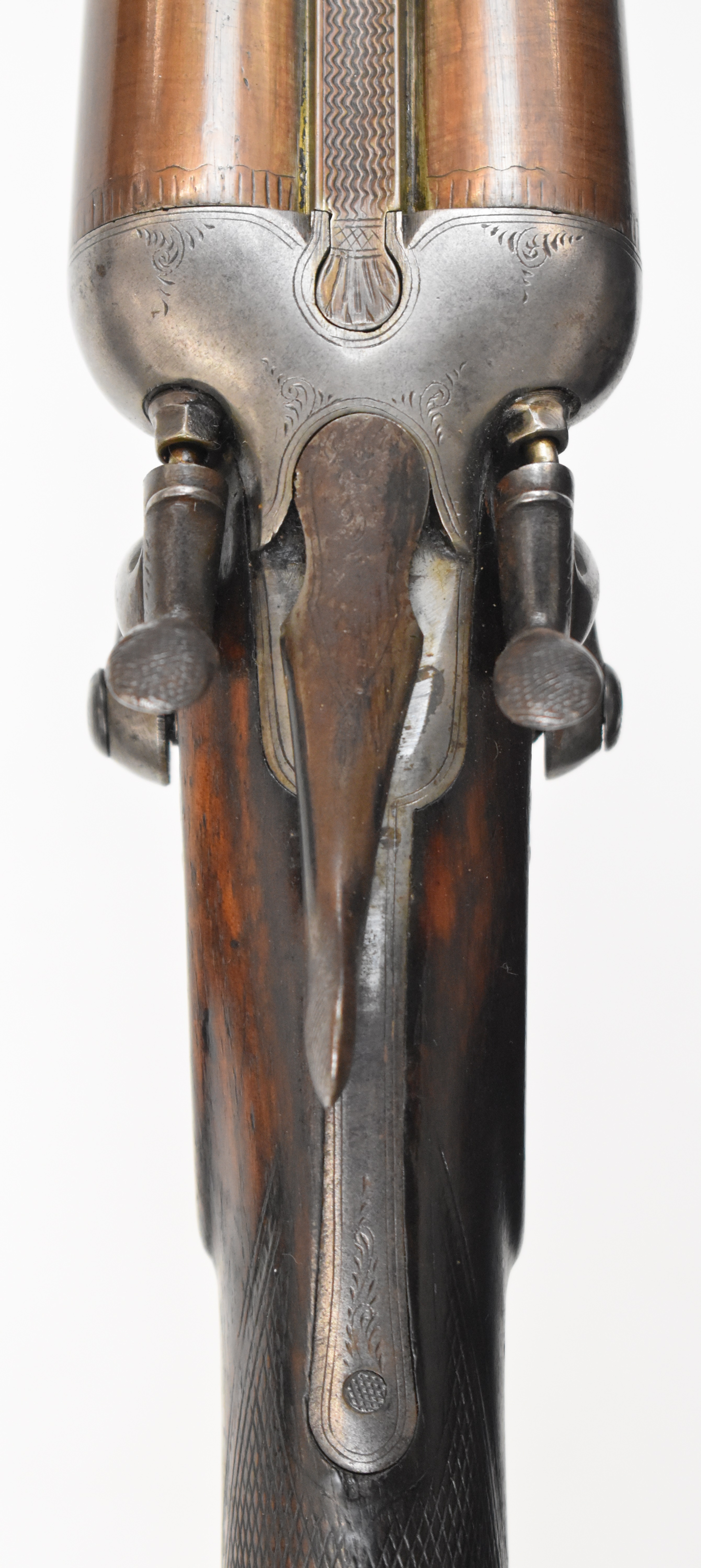 Skimin & Wood 12 bore side by side hammer action shotgun with engraved scenes of birds to the locks, - Image 5 of 12