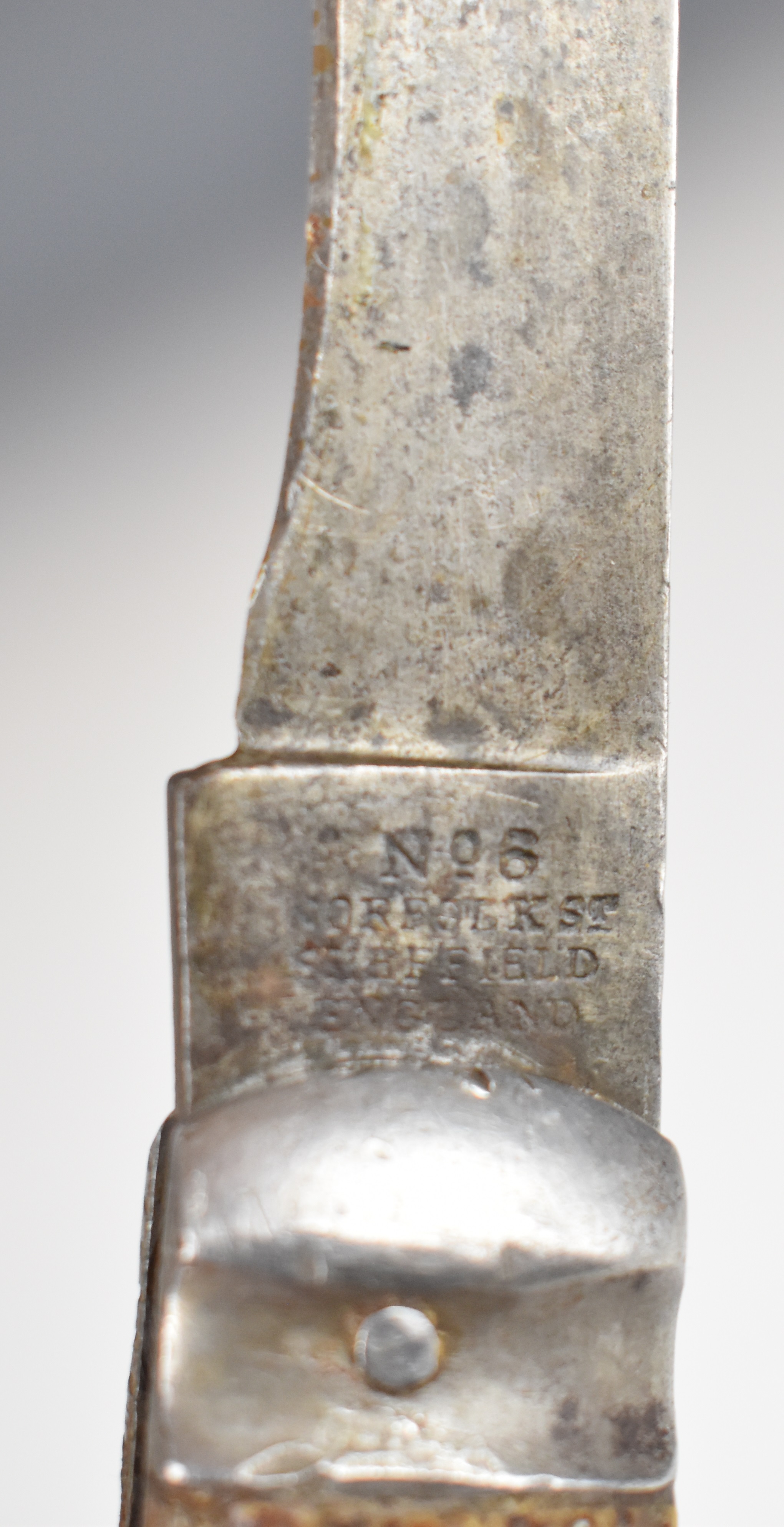 Joseph Rogers & Sons hunting knife with stags antler handle and 11cm blade stamped 'Joseph - Image 6 of 10